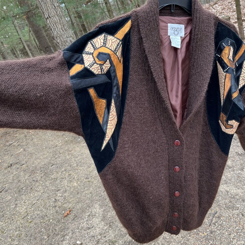 80s Mohair Patchwork Cardigan - image 3